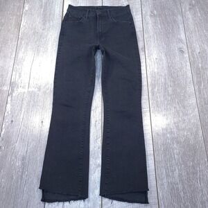 Mother The Insider Crop Step Fray Jeans Womens 25 Black Not Guilty